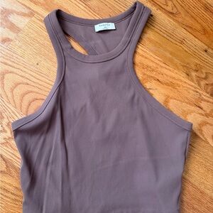 Babaton Taupe Ribbed Tank Top